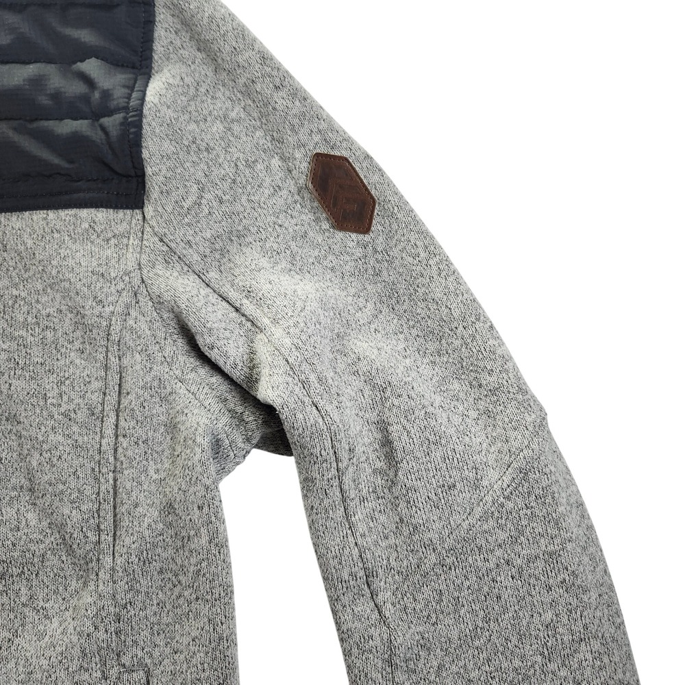 Free Country Sweater Fleece Jacket Mens Large Gray Excellent Hybrid Quilted Zip - Picture 7 of 14